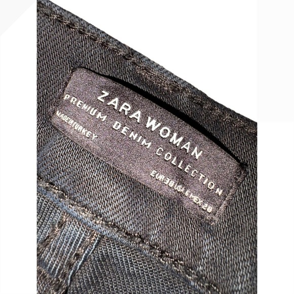Zara Premium Denim Jeans Studded Embellished Frayed Hem Black - Picture 3 of 6